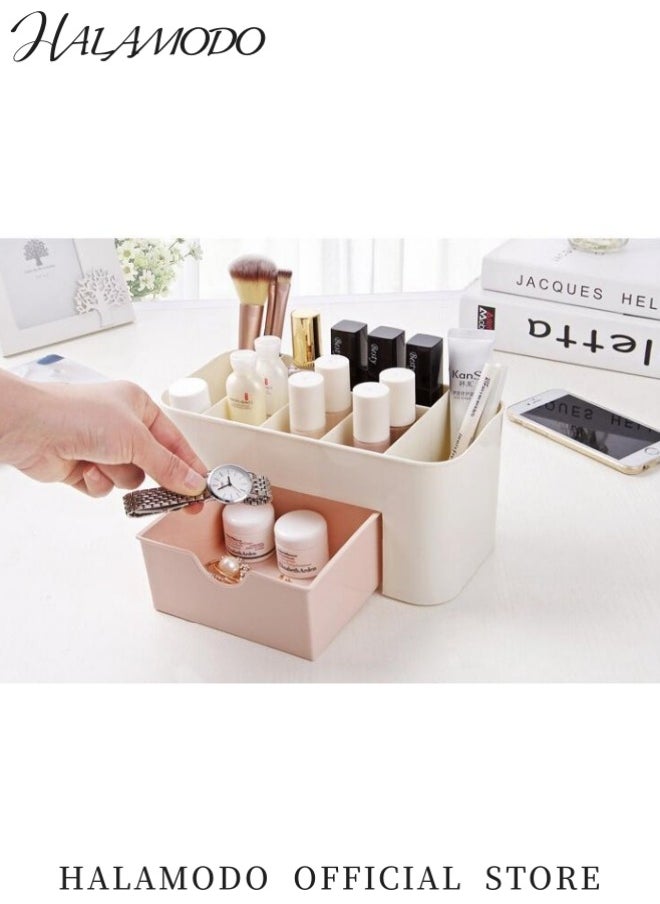 Generic Plastic Cosmetic Storage Box with Drawers, Makeup Organizer Display Rack, Jewelry Storage Box, Small Vanity for Cosmetics and Accessories  - Image 2