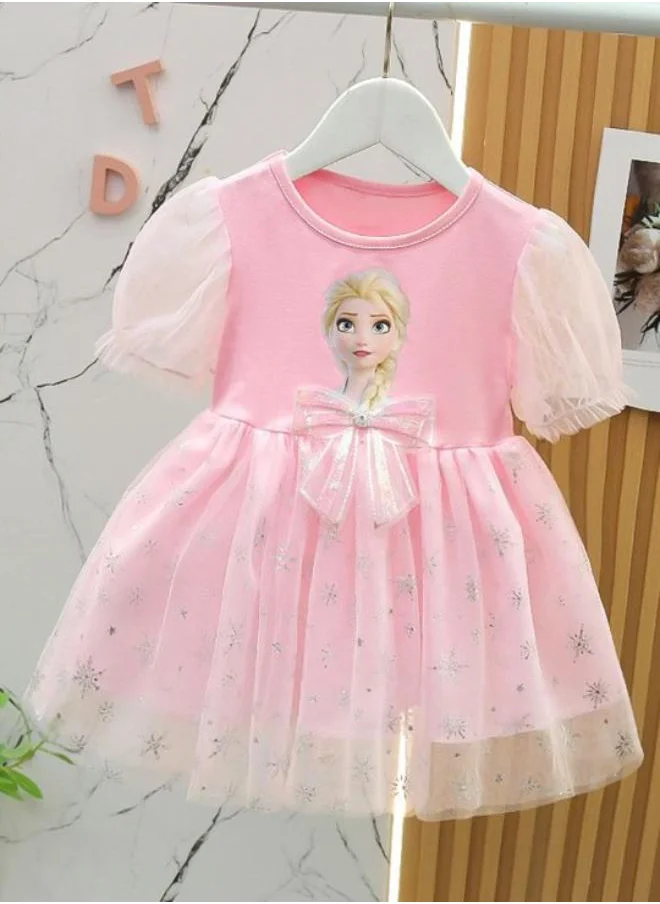 YUNIQEE Pink Fit & Flare Crew Neck Printed Dress
