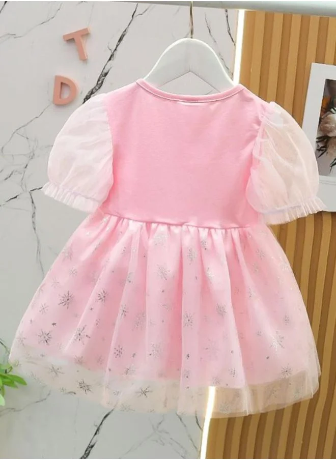 YUNIQEE Pink Fit & Flare Crew Neck Printed Dress