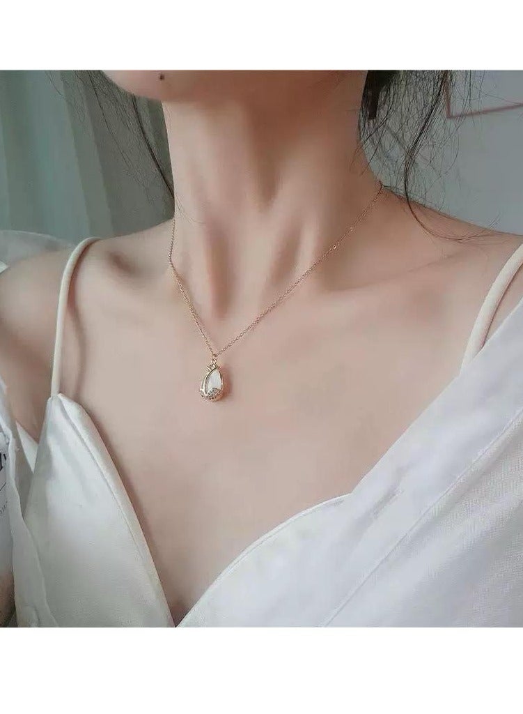 سيمهو سلسال نسائي مطلي باللون الذهبي مع مزين بتعليقة من حجر الراين مرصعة بالزركون - Image 1