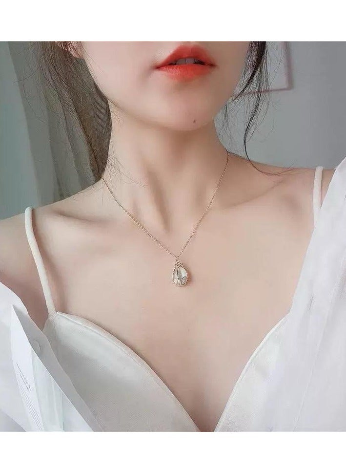 سيمهو سلسال نسائي مطلي باللون الذهبي مع مزين بتعليقة من حجر الراين مرصعة بالزركون - Image 3