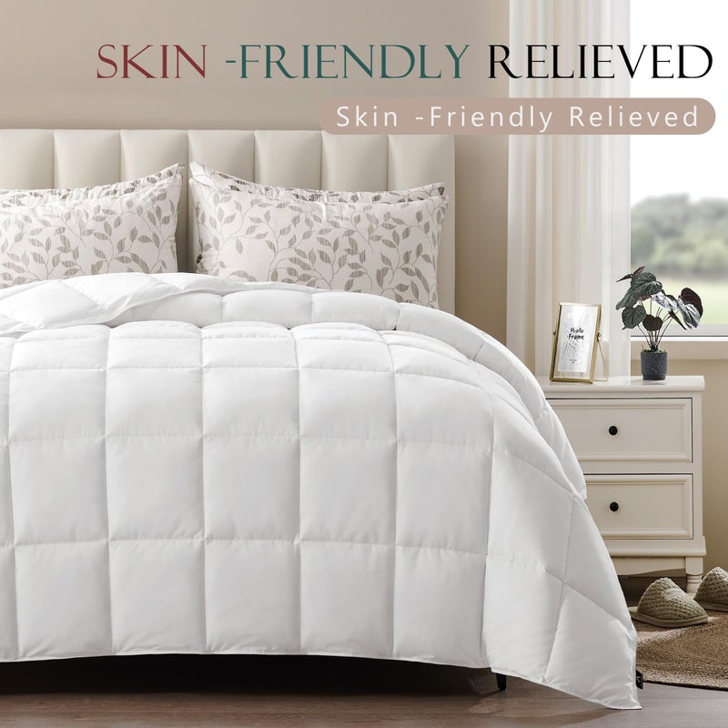 ACCURATEX Lightweight Duvet Insert Queen Size - Summer Bedding Comforter - 250GSM Filled Thin Duvet - Soft & Breathable, Quilted Comforters with 8 Tabs,White,Queen/Full 90x90 Inches - Image 3