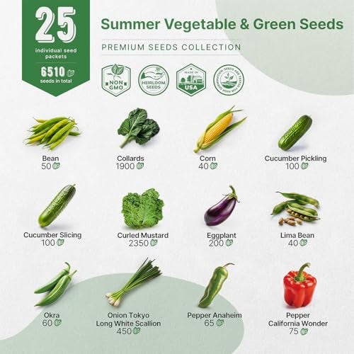 Organo Republic 25 Summer Vegetable Garden Seed Variety Pack - 6,510+ Non-GMO Heirloom Veggie & Greens Seeds for Outdoors & Indoor Home Garden, Including Collards, Pepper, Okra, Onion, Bean, Cucumber - Image 3