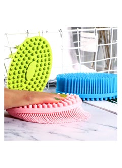 KHAJUL 3 Pack Silicone Loofah Body Scrubber, Soft Silicone Loofahs, Bath Brush Easy to Clean for Shower Massaging Spa Gym Travel Outdoor Gift (Pink/Blue/Green)  - Image 4