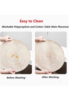 Captaintech Round Braided Placemats for Dining Table Diameter 15 inch Woven Heat Resistant Anti Slid Cotton Washable Kitchen Table Mats  Set of 4  - Image 5