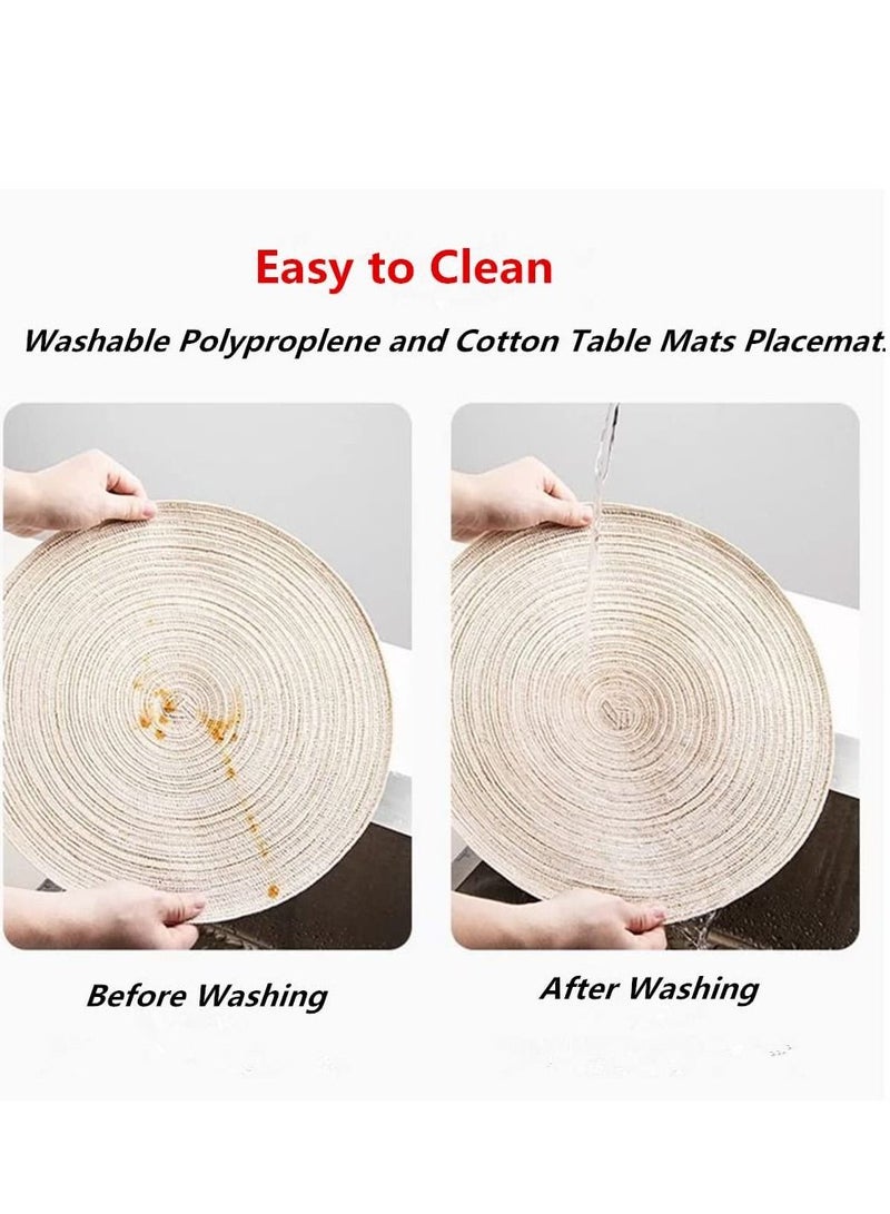 Captaintech Round Braided Placemats for Dining Table Diameter 15 inch Woven Heat Resistant Anti Slid Cotton Washable Kitchen Table Mats  Set of 4 - Image 5