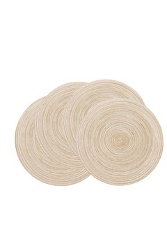 Captaintech Round Braided Placemats for Dining Table Diameter 15 inch Woven Heat Resistant Anti Slid Cotton Washable Kitchen Table Mats  Set of 4  - Image 1