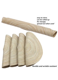 Captaintech Round Braided Placemats for Dining Table Diameter 15 inch Woven Heat Resistant Anti Slid Cotton Washable Kitchen Table Mats  Set of 4  - Image 3