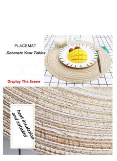 Captaintech Round Braided Placemats for Dining Table Diameter 15 inch Woven Heat Resistant Anti Slid Cotton Washable Kitchen Table Mats  Set of 4  - Image 4