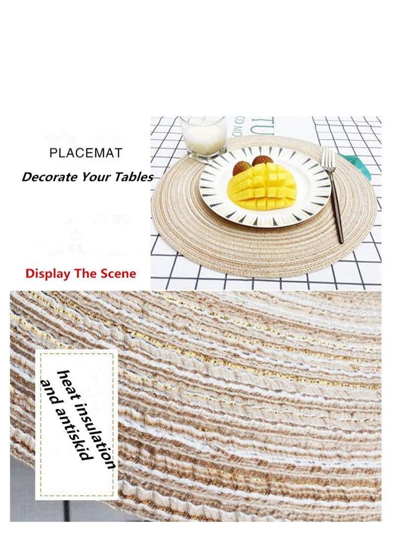 Captaintech Round Braided Placemats for Dining Table Diameter 15 inch Woven Heat Resistant Anti Slid Cotton Washable Kitchen Table Mats  Set of 4 - Image 4