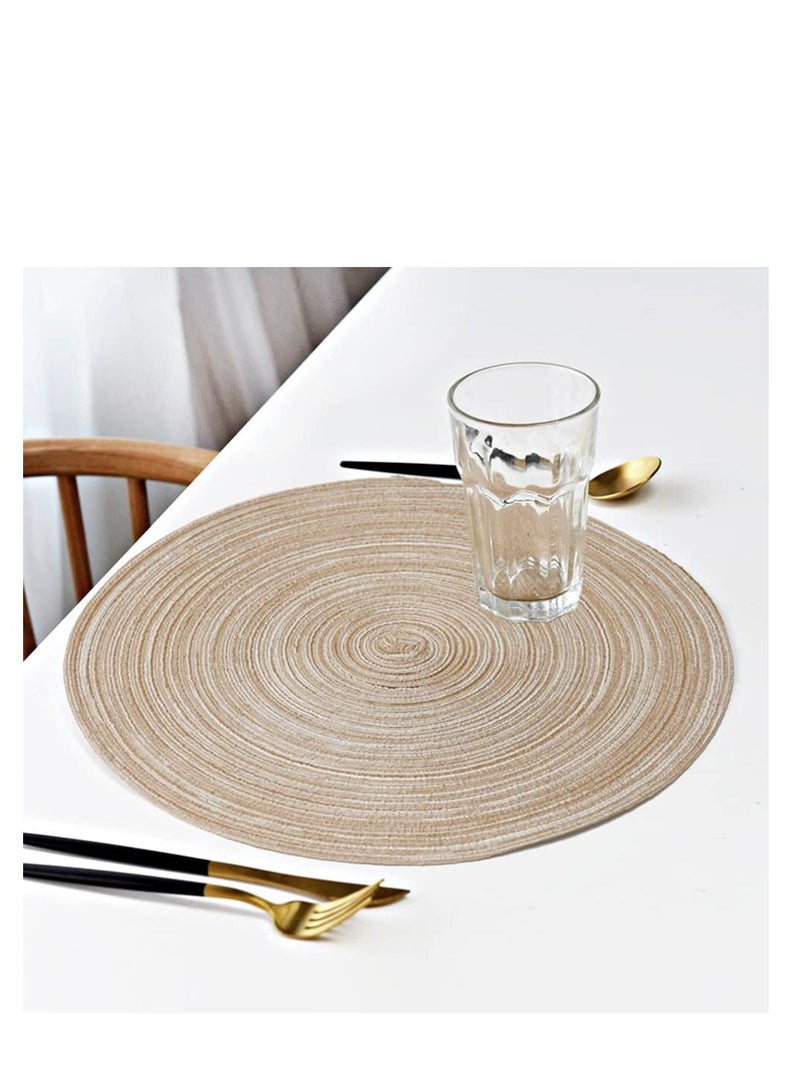 Captaintech Round Braided Placemats for Dining Table Diameter 15 inch Woven Heat Resistant Anti Slid Cotton Washable Kitchen Table Mats  Set of 4 - Image 2