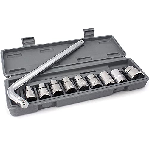Mawson 10 pcs Tool Kit Set/Precise Sleeve Wrench Hand Tool 1/2inch Drive Metric Socket Set for Automobile Repair (Grey, 10-Pieces),Multi,10 PCS SOCKET SET(10PCS2021) - Image 1