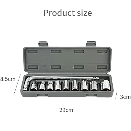 Mawson 10 pcs Tool Kit Set/Precise Sleeve Wrench Hand Tool 1/2inch Drive Metric Socket Set for Automobile Repair (Grey, 10-Pieces),Multi,10 PCS SOCKET SET(10PCS2021) - Image 5