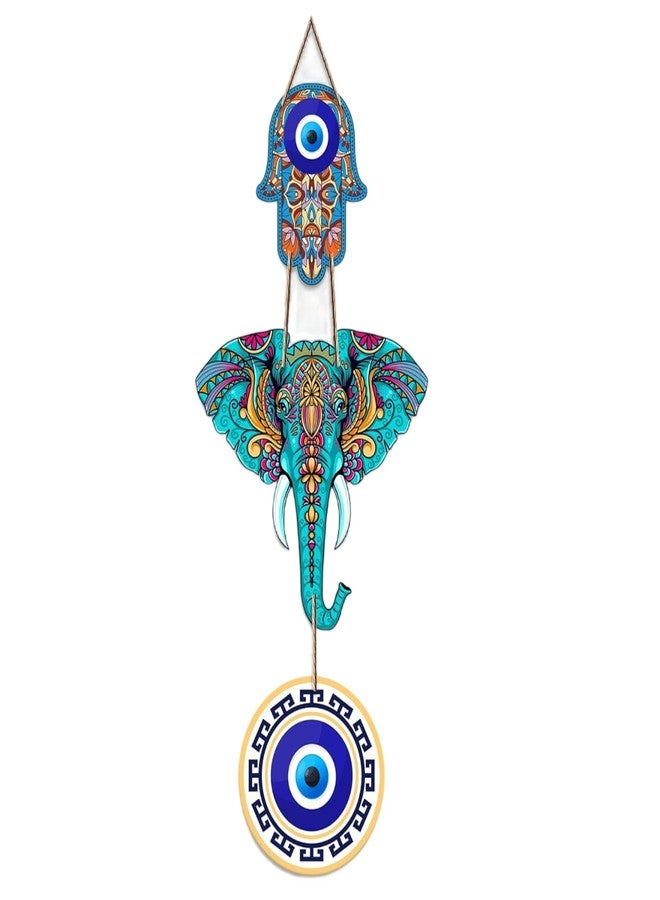 DALUCI Elephant Wooden Wall Hanging for Home Decoration Items | Hamsa Hand Wall Art for Living Room | Modern Decorative Door Accent & Wall Decor Items for Home Decor (Elephant) - Image 1