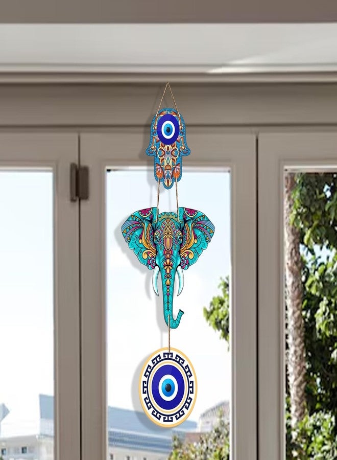 DALUCI Elephant Wooden Wall Hanging for Home Decoration Items | Hamsa Hand Wall Art for Living Room | Modern Decorative Door Accent & Wall Decor Items for Home Decor (Elephant) - Image 5