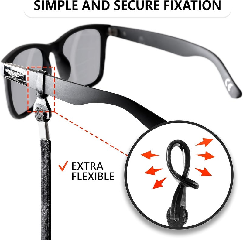 SIGONNA Eye Glasses String Holder Strap - Eyeglass Straps Cords for Men Women - Eyeglass Holders Around Neck - Sunglasses String Chain Lanyard Retainer - 2 Pcs (Black Red) - Image 4
