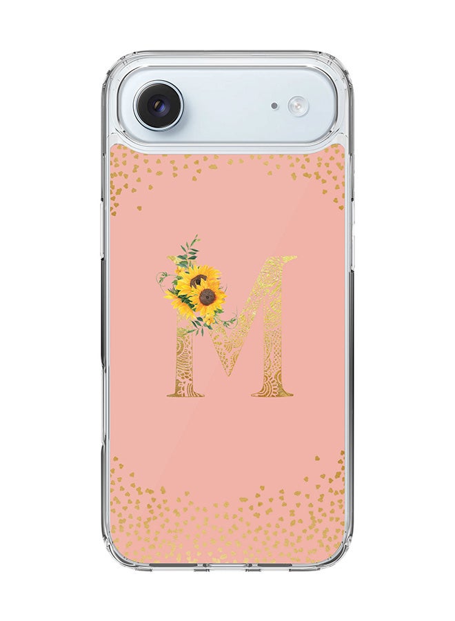 Stylizedd Classic Clear MagSafe Case for iPhone 17 Air , Hybrid Soft Case Flexible Edges Anti Drop TPU PC Gel Thin Transparent Cover [ Designed for iPhone 17 Air ] - Custom Monogram Initial Letter Floral Pattern Alphabet - M  (Rose Pink )