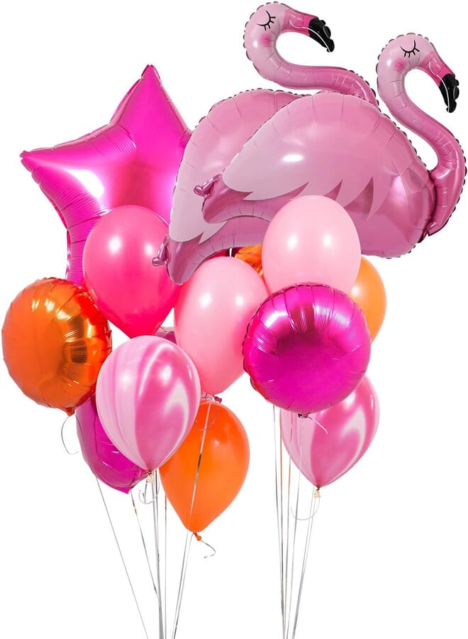 Flamingo Balloon Pink Hot Pink Latex Balloons Perfect for Summer Tropical Flamingo Theme Birthday Party Baby Shower Decorations Kit (Hot Pink)