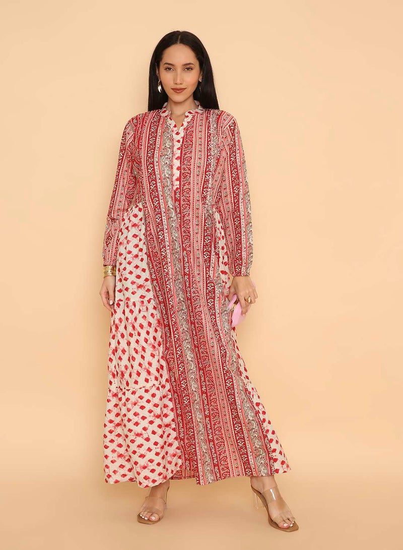 HANA & SARA Long elegant printed arabic jalabiya dress for women - Image 1