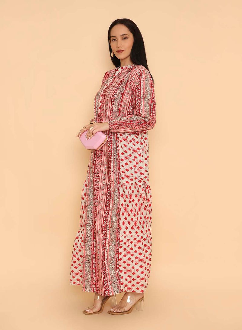 HANA & SARA Long elegant printed arabic jalabiya dress for women - Image 5