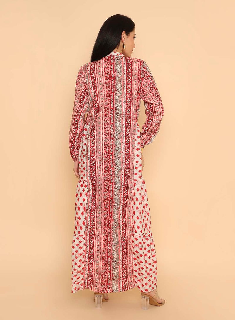 HANA & SARA Long elegant printed arabic jalabiya dress for women - Image 2
