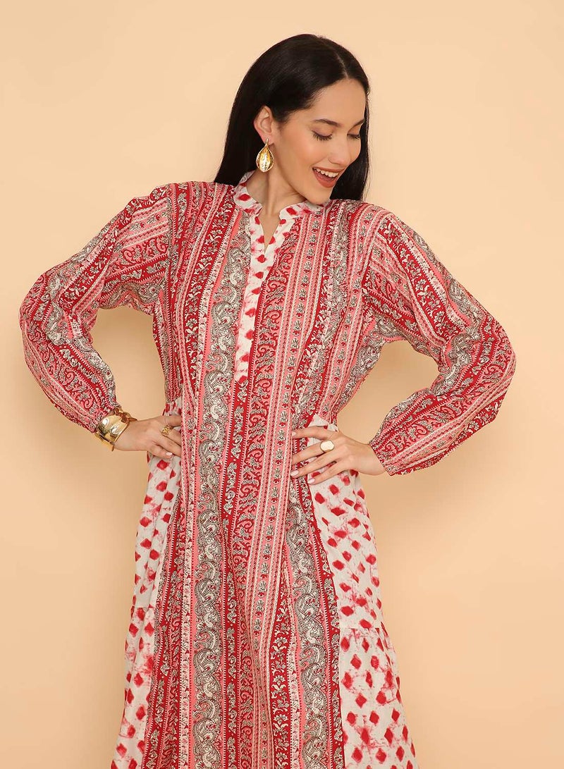 HANA & SARA Long elegant printed arabic jalabiya dress for women - Image 3