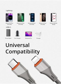Seeken SEEKEN 30W USB C to Lightning Charger Cable(C to IOS) 2M - Grey | Iphone Cables | Fast Charging | Braided Cable | Premium Design | High-Quality.  - Image 2