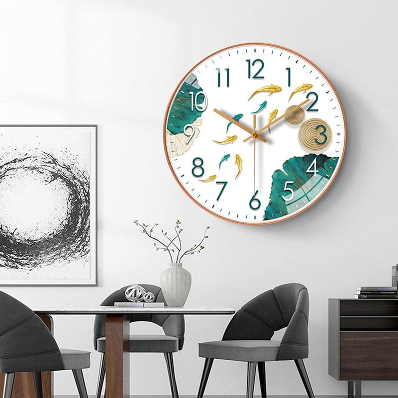 TEKCOOL Wall Clock 12" Silent Quartz Decorative Wall Clock Non-Ticking Classic Digital Clock Battery Operated Round Easy to Read Handheld Complete Home/Kitchen/Bedroom(409) - Image 2