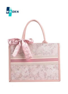Women's Large-capacity Embroidered Shoulder Bag, Ladies New Versatile Armpit Bag, Handbag Tote Bag, Beach Vacation Carrying Bag Gift Bag for College Students and Youth (Pink)