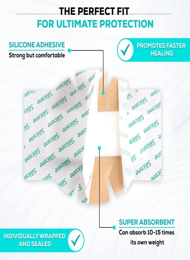 MedVanceTM Silicone - Bordered Silicone Adhesive Foam Dressing (4x8 Inch w/Wings, 5, Count) - Image 2