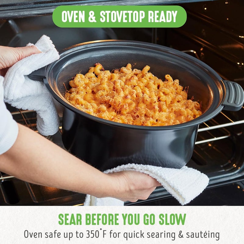 GreenLife طباخ بطيء سيراميك 6 كوارت من جرين لايف خالي من PFAS قابل للبرمجة وعاء صحي غير لاصق للوجبات العائلية تحمير على الموقد إبقاء دافئ مؤقت رقمي آمن في غسالة الصحون غطاء زجاجي أحمر - Image 5