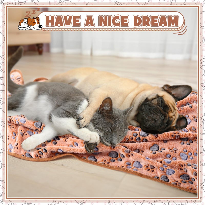 Tegeme 12 Pcs Pet Blankets Soft Fluffy Fleece Dog Cat Warm Paw Print Pattern Blankets Flannel Throw for Pets Dog Puppy Cat(30 x 20 Inch,Dark Gray, White, Camel) - Image 5