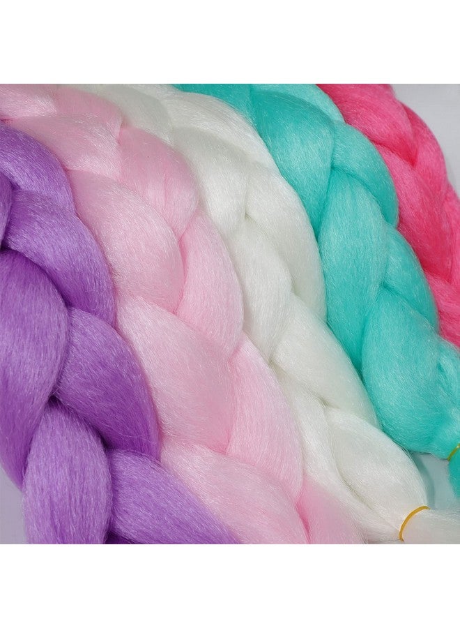 Ms Aloe S Aloe Glowing Braiding Hair Colorful Braiding Hair Luminous Kanekalon Box Braids Multi Color Rainbow Braiding Hair Glow In The Dark Hair Extensions  - Image 5
