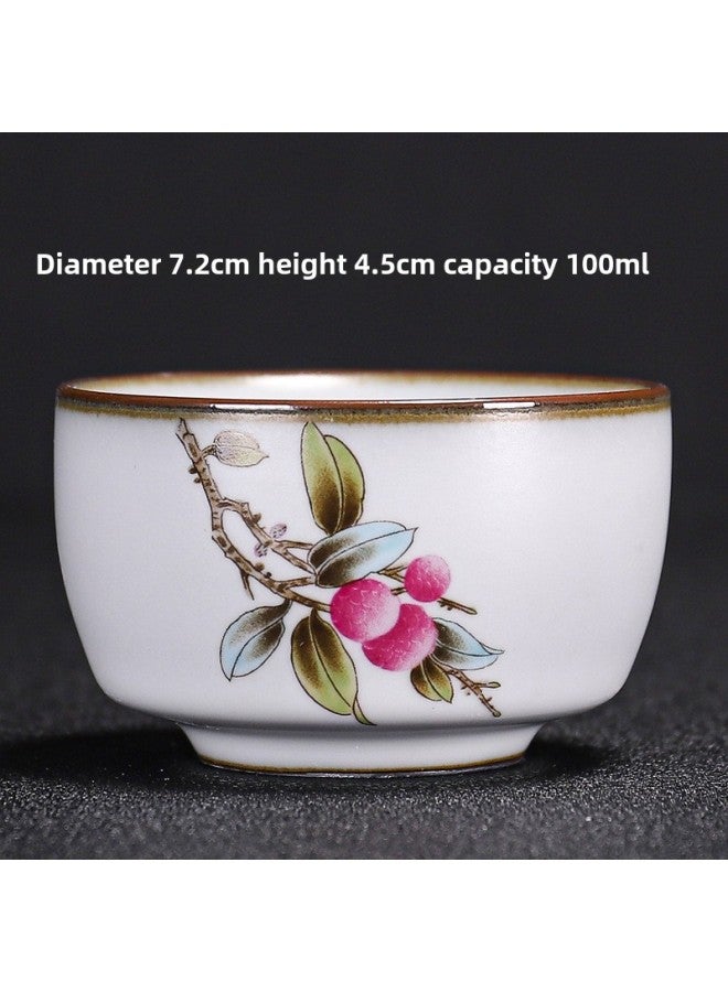Ru Kiln Teacup Master Cup Individual Single Cup Open Piece Ice Flower Glaze Ceramic Tea Tasting Cup Kung Fu Tea Set Tea Bowl Gift Box-Color:Ru Kiln Yuebai Wenquan Cup-lychee Collect And Purchase To Get A Tea Towel-Capacity:Other  - Image 1