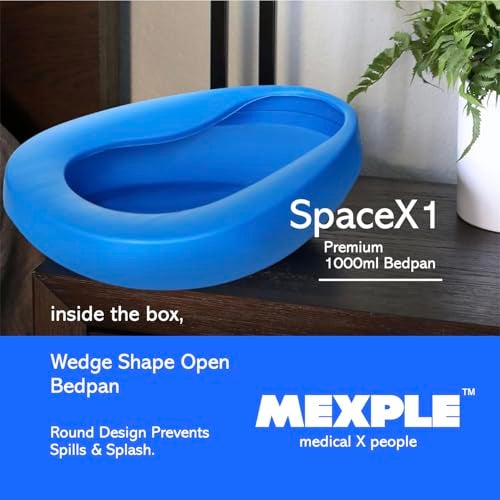MEXPLE SpaceX1 Bedpan for Elderly Men & Women | Durable & Heavy Duty PP Material | Nonstick Surface & Easy to Clean | For Hospital, Home Bedridden Adult Patient - Blue (1000ML) - Image 2