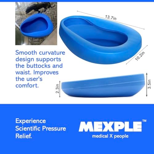 MEXPLE SpaceX1 Bedpan for Elderly Men & Women | Durable & Heavy Duty PP Material | Nonstick Surface & Easy to Clean | For Hospital, Home Bedridden Adult Patient - Blue (1000ML) - Image 4