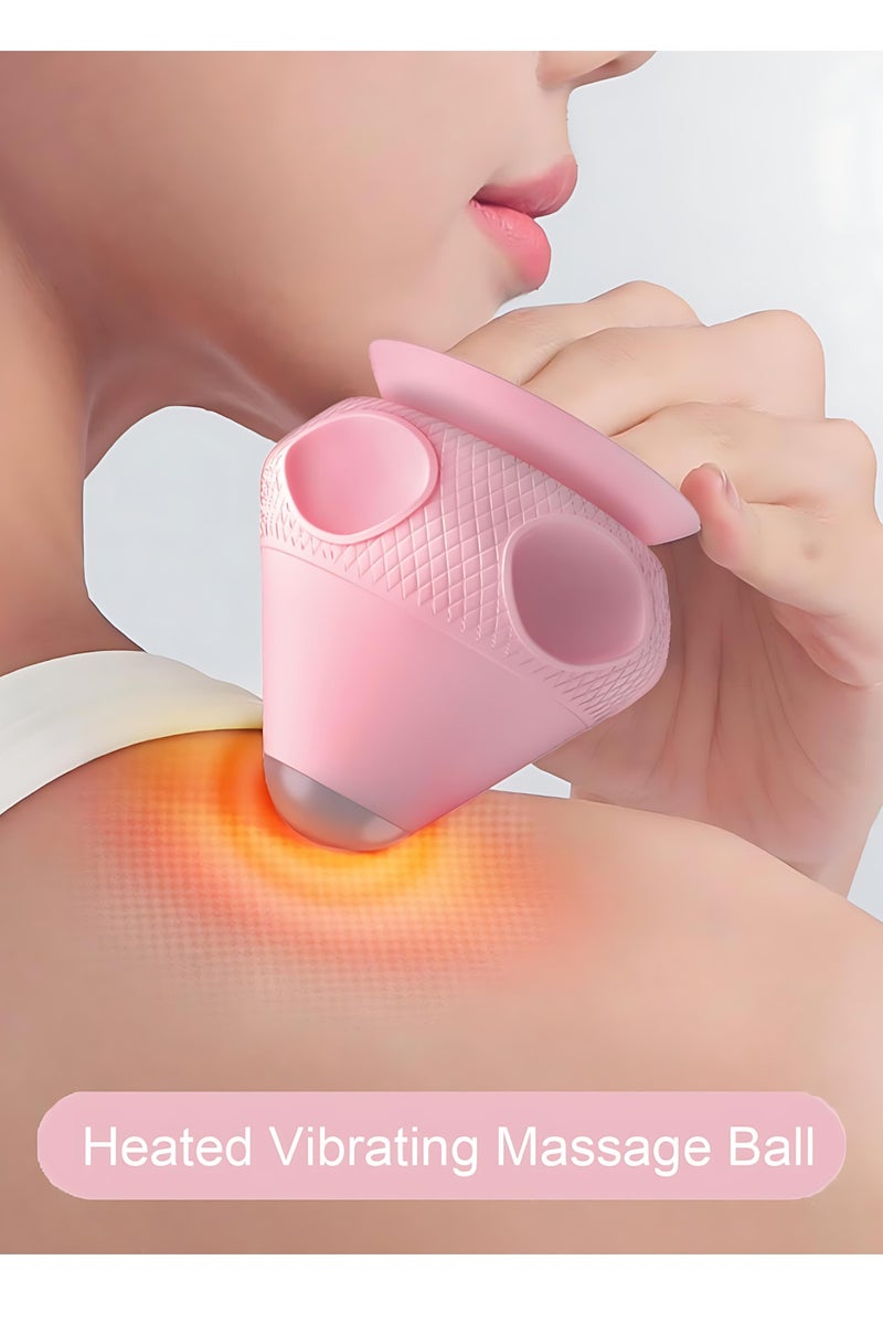 Electric Vibrating Massage Ball with Suction – Heated Fascia Release Massager for Neck, Shoulder, Back, Foot, and Muscle Recovery, 2 Vibration Modes & Heat Therapy, Cordless Rechargeable (Pink) - Image 3