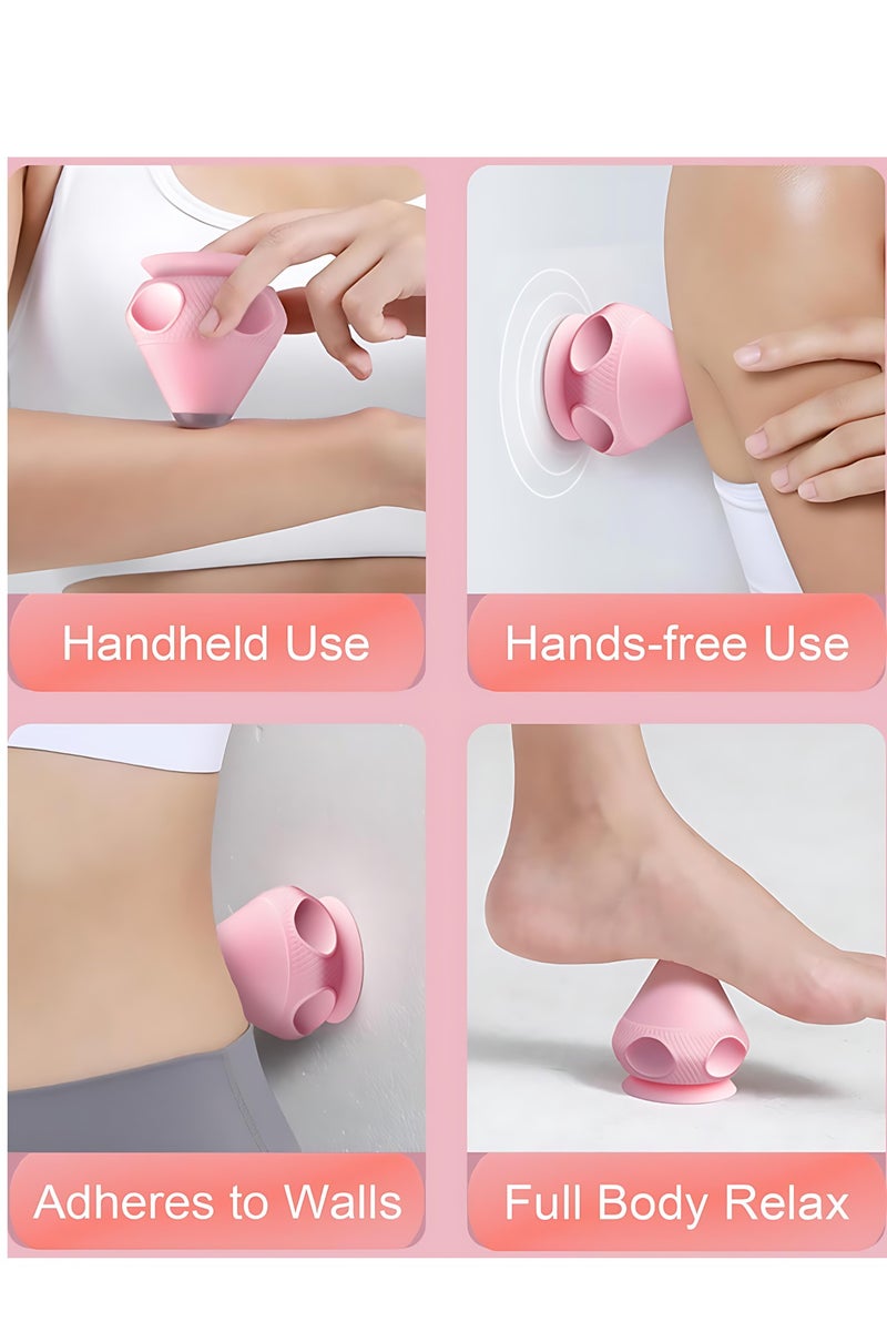 Electric Vibrating Massage Ball with Suction – Heated Fascia Release Massager for Neck, Shoulder, Back, Foot, and Muscle Recovery, 2 Vibration Modes & Heat Therapy, Cordless Rechargeable (Pink) - Image 2