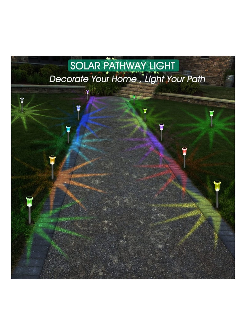 10PCS Solar Outdoor Pathway Lights, (Color Changing) Waterproof Solar Lights Stainless Steel Solar Stake Lights Rustproof Solar Stake Lights for Garden Yard Path Walkway Driveway Patio Lawn Decor - Image 2