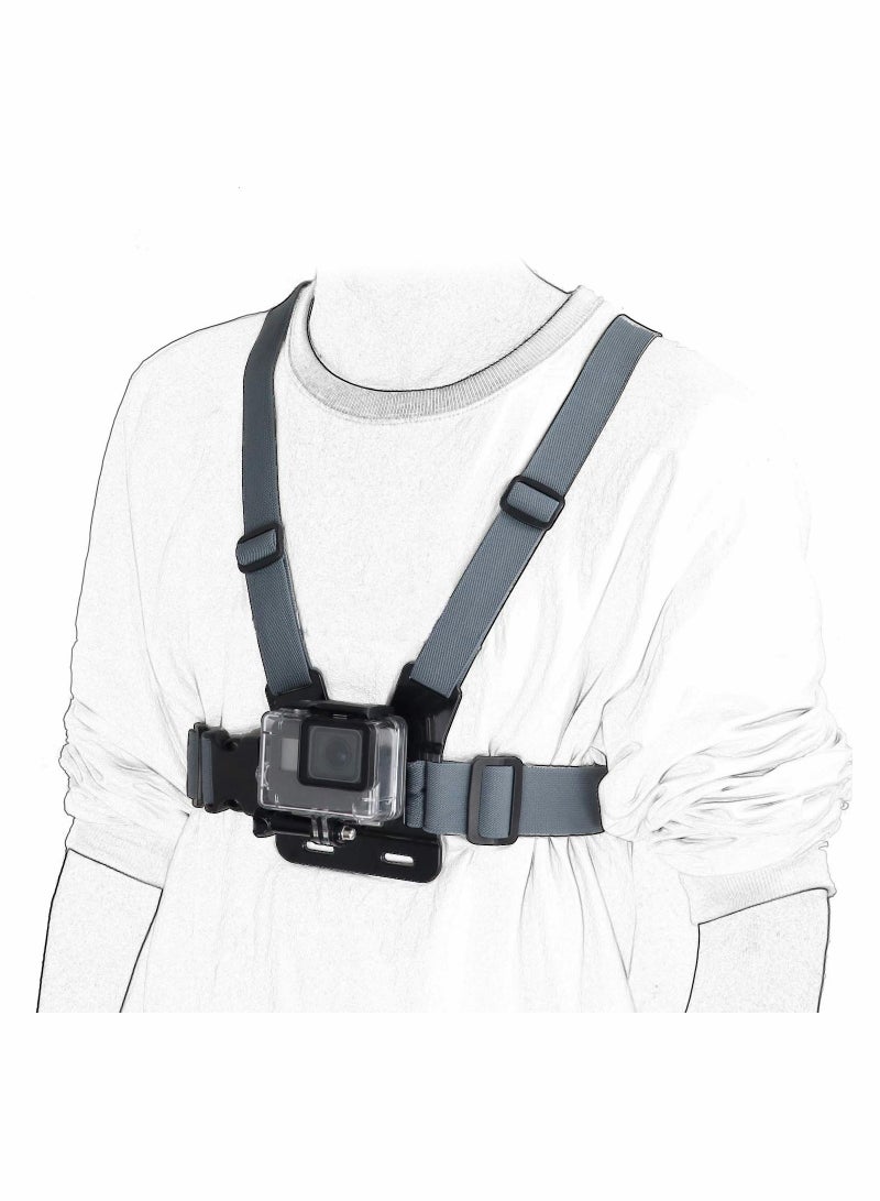Camera Chest Mount Strap Harness Fit for AKASO DJI Osmo Chest Mount Harness Adjustable Chesty Strap Elastic Cell Phone Chest Mount Strap with Sports Camera Installation Bracket kit - Image 2