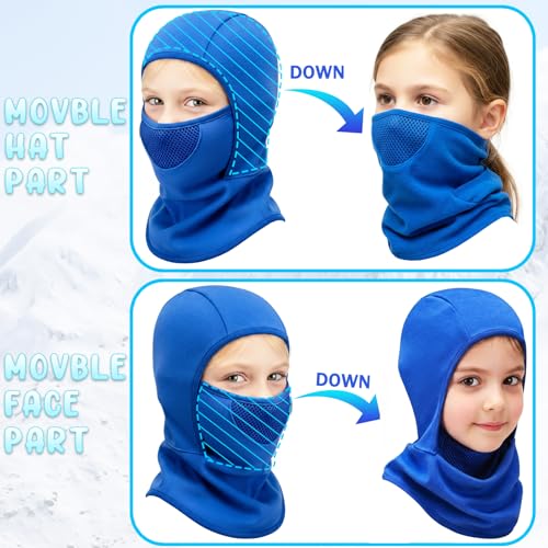 Outrip Breathable Kids Balaclava Ski Mask for Boys Girls - Windproof Fleece Winter Face Mask Cover for Cold Weather (US, Age, 5 Years, 12 Years, Blue) - Image 5