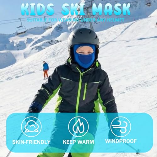 Outrip Breathable Kids Balaclava Ski Mask for Boys Girls - Windproof Fleece Winter Face Mask Cover for Cold Weather (US, Age, 5 Years, 12 Years, Blue) - Image 3