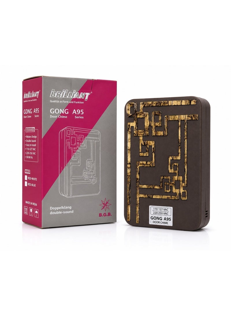 Brilliant Gong A95 Wired Door Chime – Model 195WF Double Sound Doorbell, 110-250V AC, Safety Tested, Made in India - Image 4