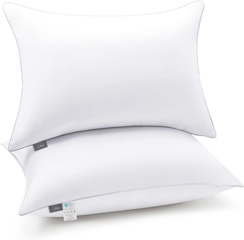 bien LIVING Extra Soft Down Alternative Pillow, 233 TC 100% Cotton Fabric with Down Proof Finish, Sleeping Pillow, 17 X 27 Inch, White (Pillow Set of 2) - Image 1