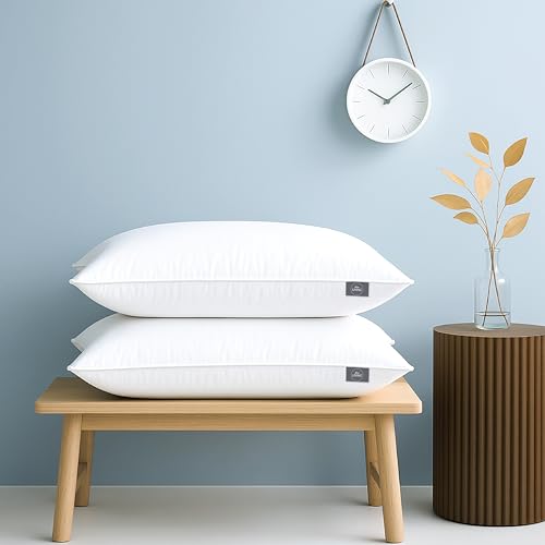 bien LIVING Extra Soft Down Alternative Pillow, 233 TC 100% Cotton Fabric with Down Proof Finish, Sleeping Pillow, 17 X 27 Inch, White (Pillow Set of 2) - Image 2
