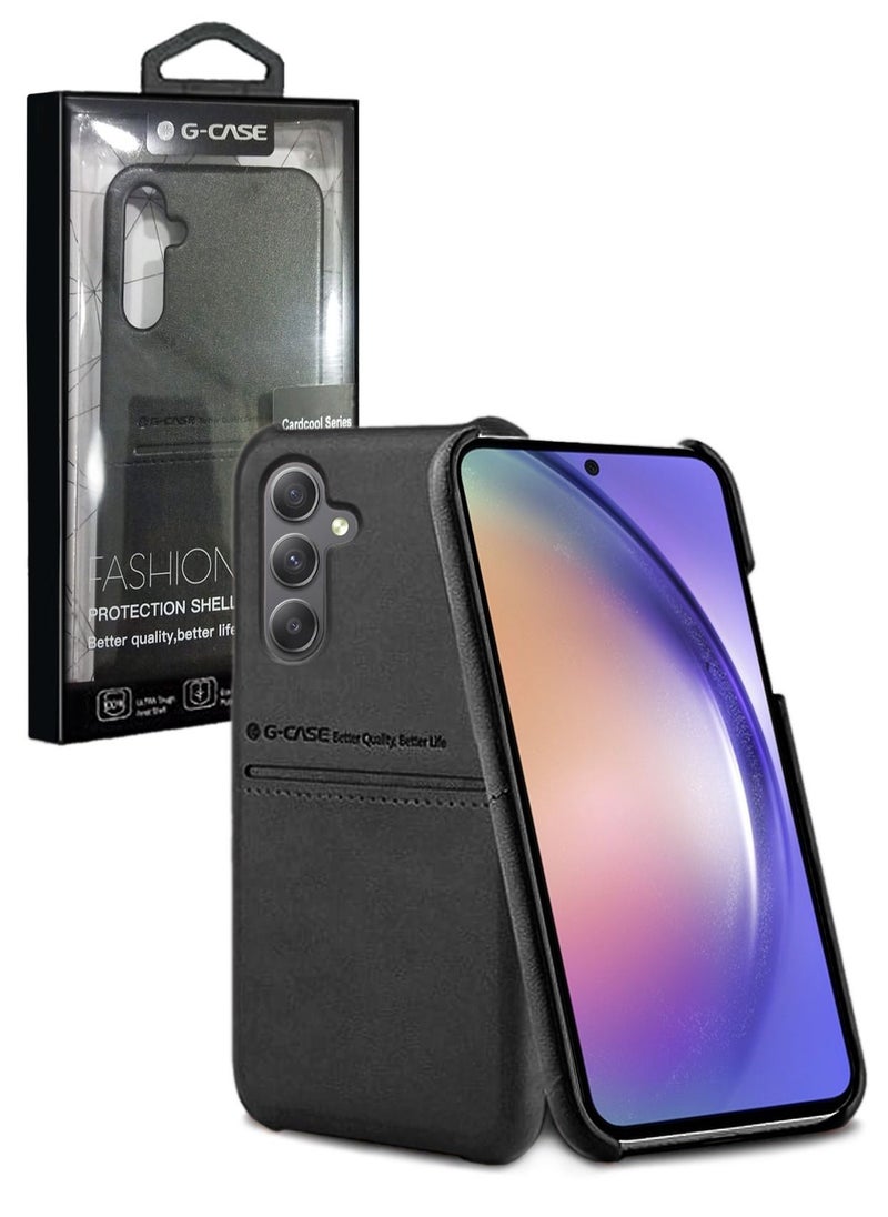 G-CASE - Cardcool Series Protection Shell Leather Texture Case Cover For Samsung Galaxy A54 5G 2023 Black - Image 1