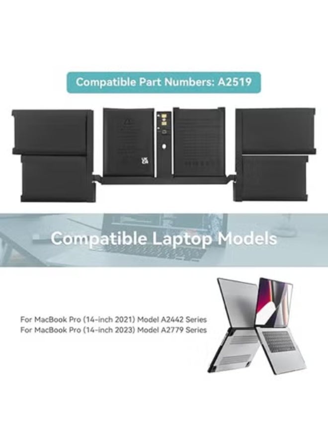 بطارية بديلة بسعة 69.9 واط ساعة للابتوب 14 بوصة ماك بوك برو 2021-2023 – متوافقة مع إصدارات M1 وM2 برو وماكس، موديلات EMC 3650 و8102 - Image 2