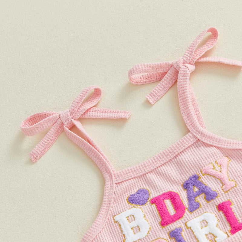 Socutebabe First 2nd 3rd 4th 5th Birthday Outfit Girl B Day Jumpsuit Toddler Halter Romper Bell Bottoms Outfits For Girls (B Day Girl Donut Pink, 3-4T) - Image 5