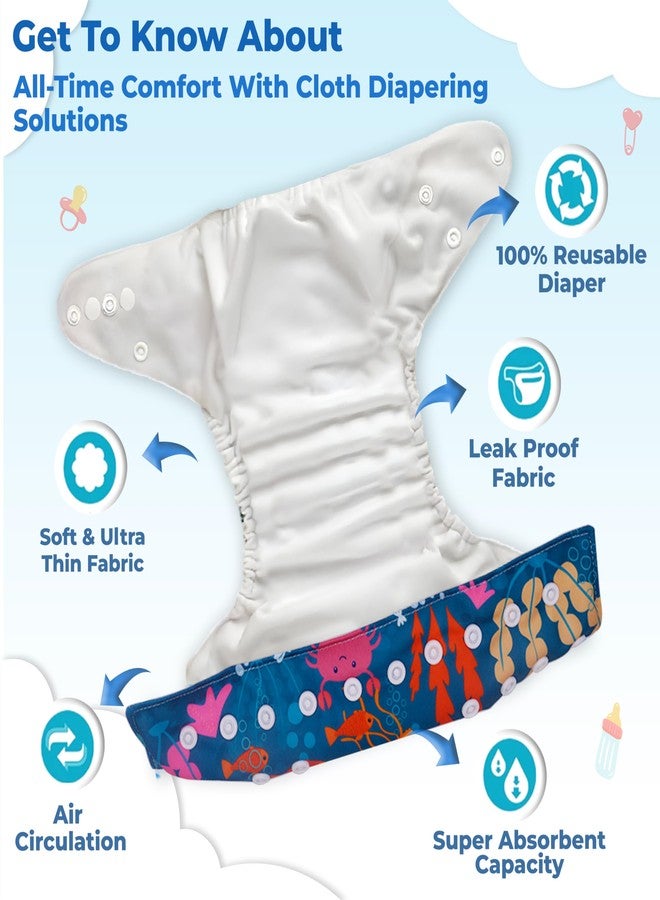 Bembika A Plus Printed Cloth Diaper with 3-Layer Micro Fiber Inserts for Babies Washable & Reusable Cloth Nappies for Baby Leakproof and Wetfree Adjustable Cloth Diapers -(BE2738) - Image 4