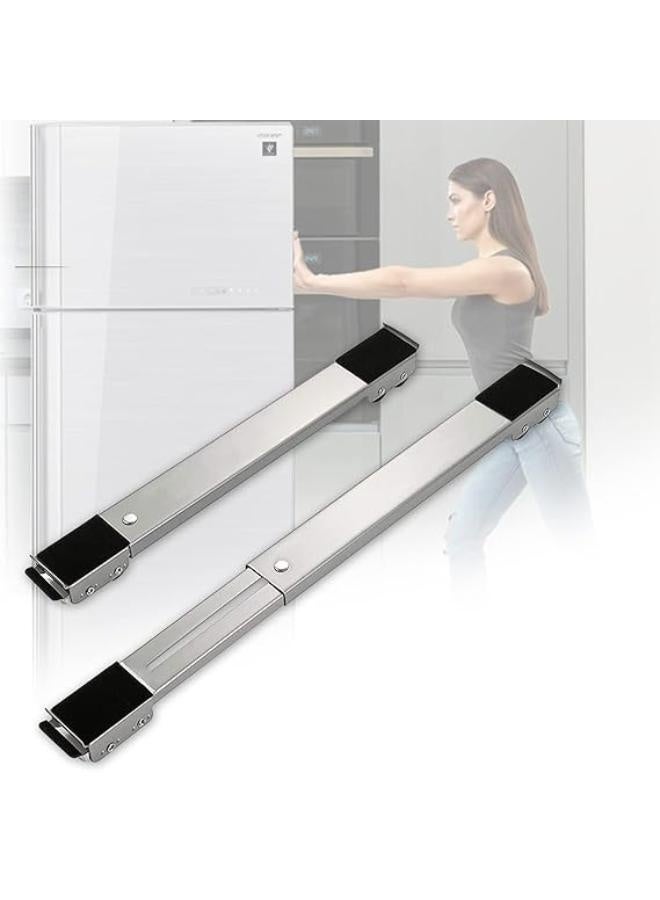 Executive LLC Refrigerator Stand Carrier with Wheels Bottom → Also Expands and Narrows to Prevent Shift Brake GR-D Stand 2 Piece Metal(Silver) - Image 1